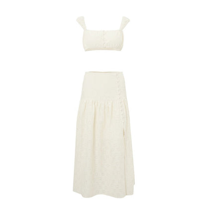 Ivory Eyelet Bohemian Two-Piece Set - Glimmer Gleam - 
