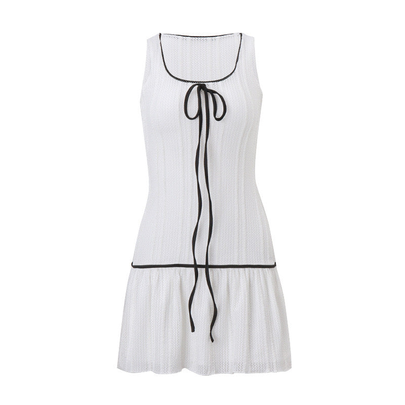 Monochrome Charm Knit Dress - Glimmer Gleam - 