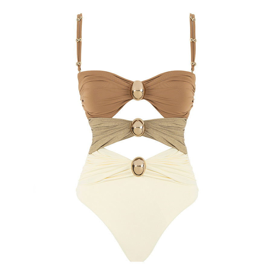 Tricolor Cascade One-Piece - Glimmer Gleam - 