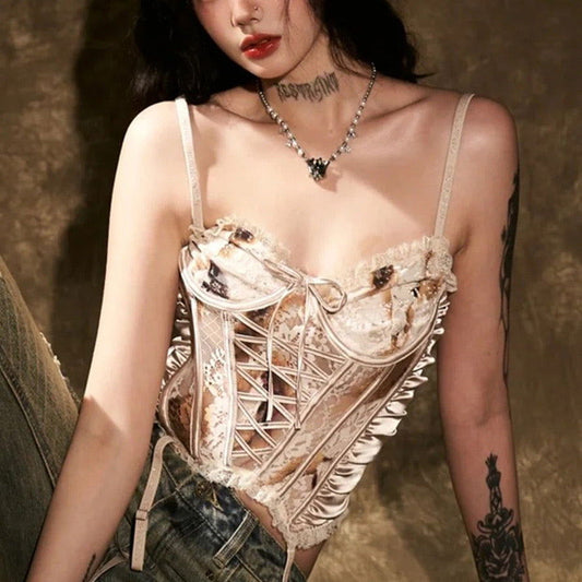 Vintage Bloom Corset Top - Glimmer Gleam - 